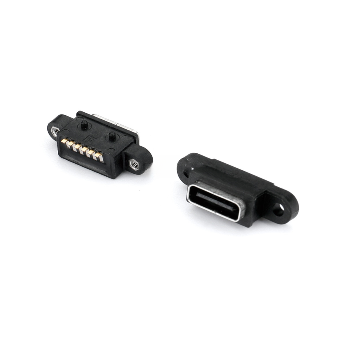 USB Type C Female Connector,Waterproof Female,6P